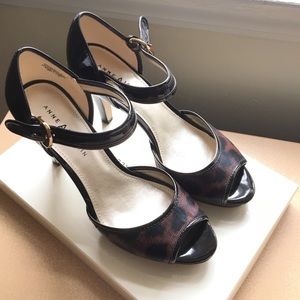 NWOT ANNE KLEIN BLACK LEOPARD PRINT HEELS SIZE 7.5